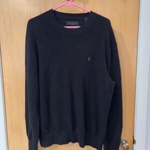 All Saints Men's Black Crewneck Sweater